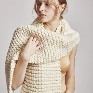 I Love Mr Mittens Chunky Wool Scarf (Billie) in Cream, brand new